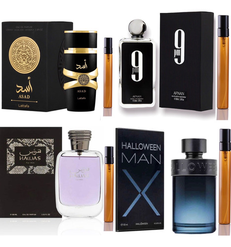 4 Decants Asad Lattafa + 9 P.m.  + Hawas + Halloween X 5ml