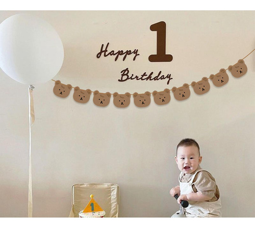 Banner De Oso, Accesorios, Pancarta De Cumpleaños Para