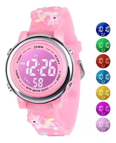 Reloj Digital Led Multifuncional Con Diseño De Unicornio Par