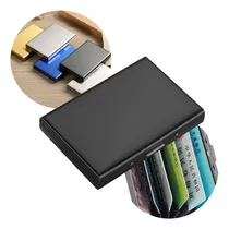 Comprar Tarjetero Rígido Acero Compartimientos Tarjetas Documentos Color Negro Diseño De La Tela Liso