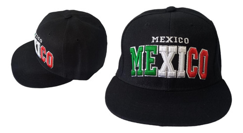 Gorra Negra Logo Mexico Bordado