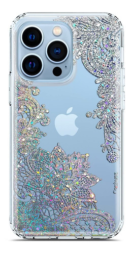 Coolwee Clear Glitter Teléfono Compatible 13 Pro Max Case Fl