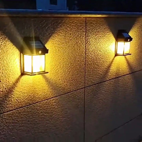Farol Solar De Pared + Sensor Movimiento Luz Cálida Exterior