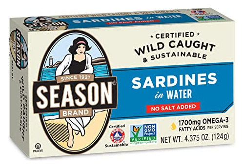 Sardinas De Temporada En Agua Sin Sal Añadida, 12 Pack