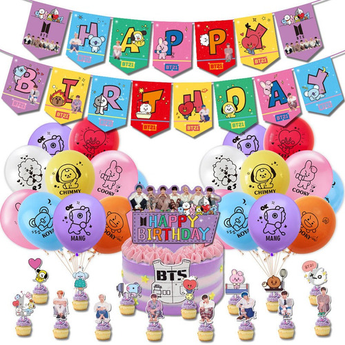 Globos De Cumpleaños Decoración Bt21 Bts Fiesta Temática