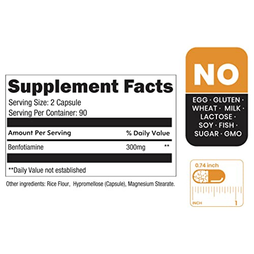 Zenavea Benfotiamine 300mg - Benfotiamine B1 - 180 D652t