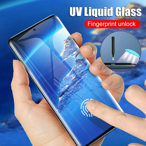 Imagen 3 de 5 de Protector Pantalla Curvo Uv 5d @ S8 S9 Plus Note 9 10 Plus