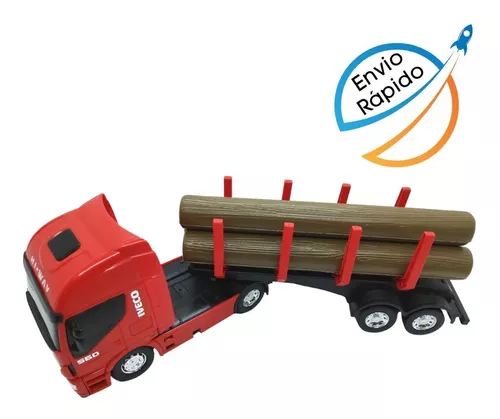 Caminhão Iveco De Brinquedo Carreta Toras De Madeira de Plastico