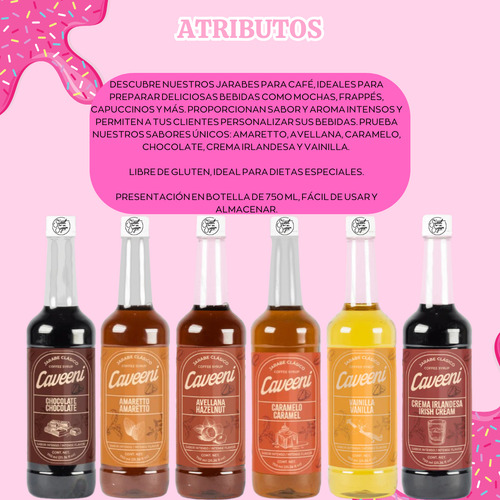Jarabes Caveeni Enco Para Café 750ml 6pz Diferentes Sabores