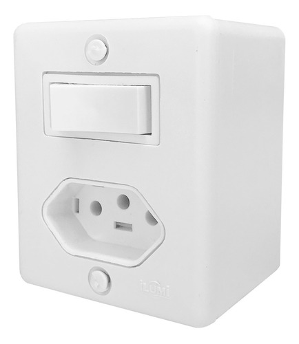 Tomada 10a 2p+t Com Interruptor Paralelo Sobrepor Ilumi Cor Branco