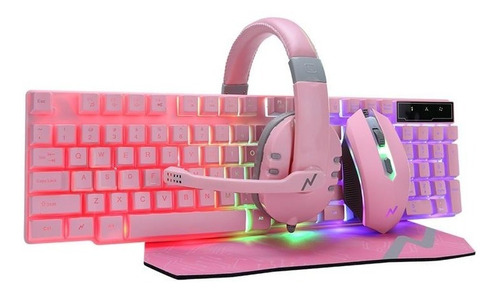 Combo Teclado Auricular Mouse Pad Noga Luz Led Rgb