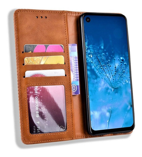Imagen 3 de 9 de Motorola One Action Cartera Funda Tarjetero Magnética