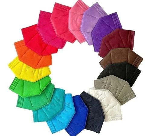 Cubrebocas Kn95 Mascarillas Colores (paquete De 50 Piezas)