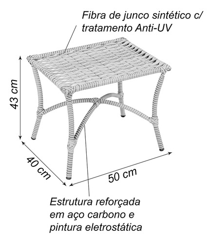 2 Cadeira Sauipe + Mesinha De Junco Sintético Jardim Deck