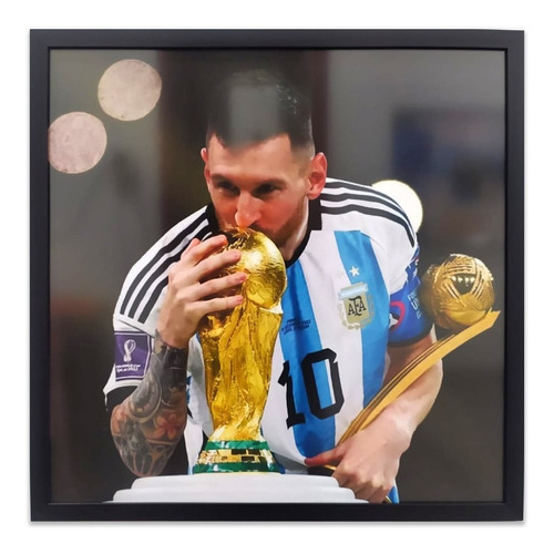 Cuadro Messi Copa Argentina Campeon 53x53 Calidad Marco 