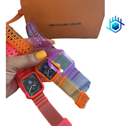 Imagen 6 de 8 de Correa Candy + Funda + Mica Premium Para Apple Watch Calidad