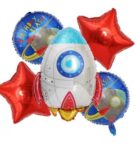 Set Globo - Celebremos Nave Espacial -5 Piezas.