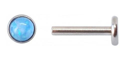 Piercing Labret Con Opalo Y Rosca Interna Labio Tragus Helix Color Ópalo Celeste