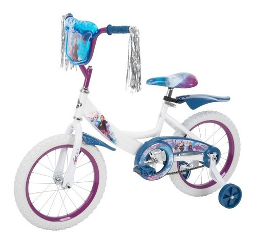 Bicicleta Infantil Huffy Frozen Disney Rodada 16 Niñas Color Azul