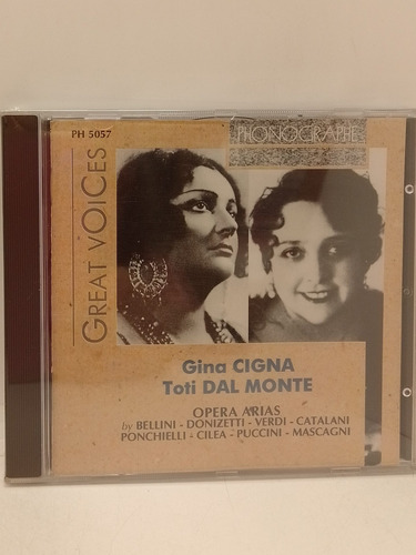 Gina Cigna / Toti Dal Monte Great Voice Cd Nuevo 
