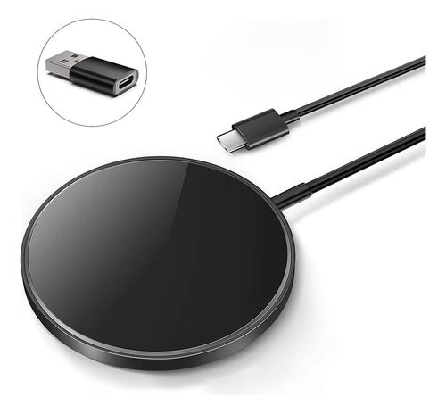 Cargador Inalámbrico Carga Rápida 15w Con Adaptador Color Negro