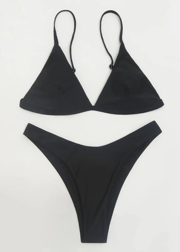 Bikini Negro Talle S, Triangulo - 2 Piezas