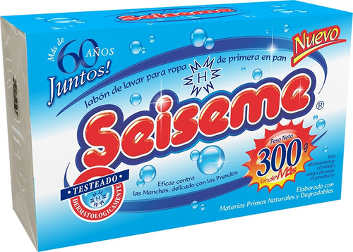 Jabon Blanco En Pan Para Lavar Ropa Seiseme 300g Pack X10 U