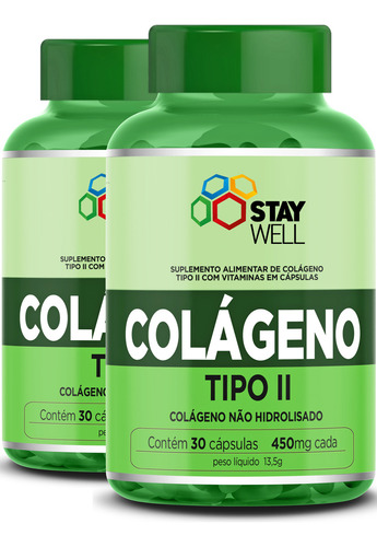 2 Potes Do Colágeno Tipo 2 Puro - 45mg - Uc Ii Alta Absorção - 30 Doses