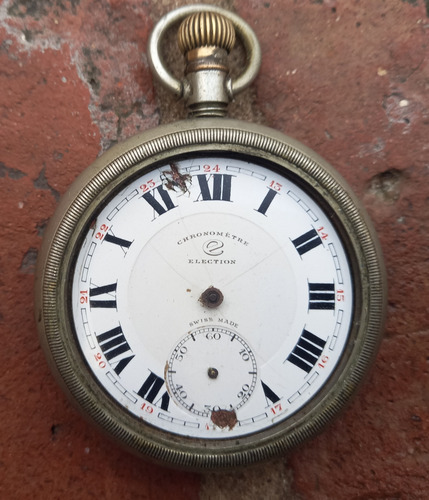 E- Reloj Bolsillo Chronometre Election Swiss Tren Locomotora (Usado)