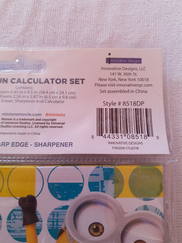 Set Escolar Minions Calculadora, Libreta, Lapices Y Mas