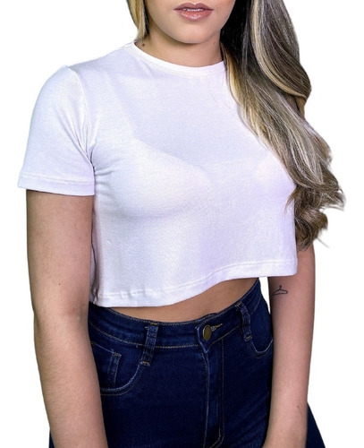 Imagem 3 de 4 de Blusa Cropped T-shirt Básico Manga Curta