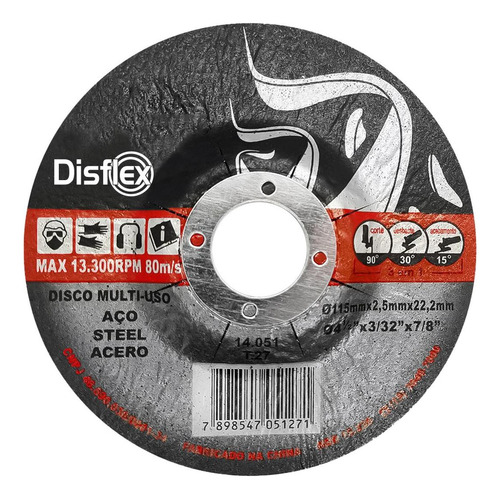 Disco Inox Disflex Corte Desbaste 4.1/2 X 7/8  14.051 - Kit 