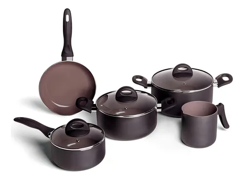 Jogo De Panelas Ceramic Life Brinox Smart Plus 5 Peças Preto