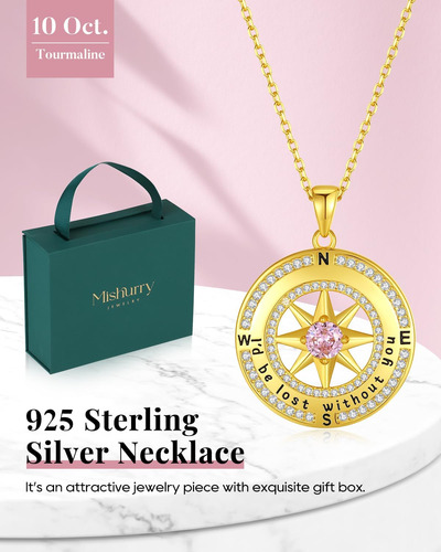 Collar De Brújula Para Mujer De Oro, Joyería De Aniversario