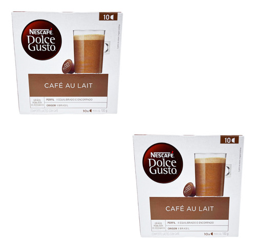 Kit 2 Café Em Capsula Nescafé Dolce Gusto Café Au Lait 160g 