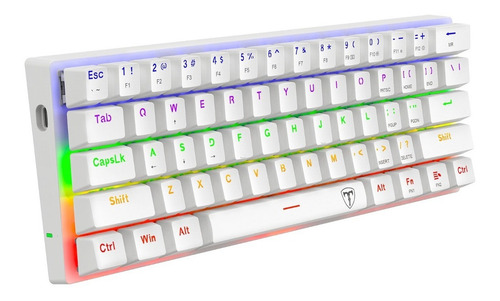 Imagen 7 de 7 de Teclado gamer T-Dagger Arena T-TGK321 QWERTY T-Dagger Brown inglés US color blanco con luz rainbow