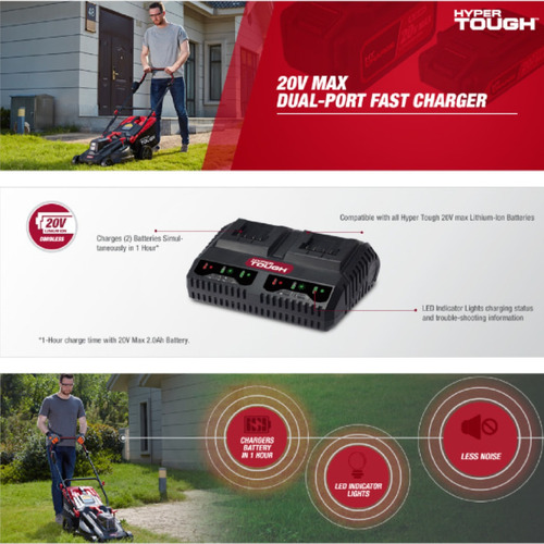 Cargador Doble Rapido De Bateria Litio 20v Max Hyper Tough