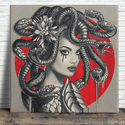 Cuadro 20x20cm Medusa Mitologia Griega Serpientes M6