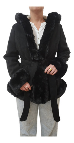 Campera Paño Mujer Emprelle Con Corderito Y Capucha