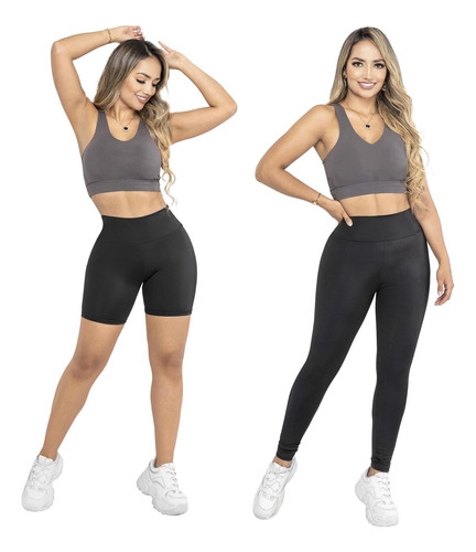 Combo X2: Leggins Deportivos Tiro Alto + Biker Short Licra