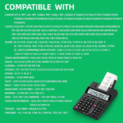 10 Rodillos Entintador Para Sumadora Negro/rojo Casio Ir-40t