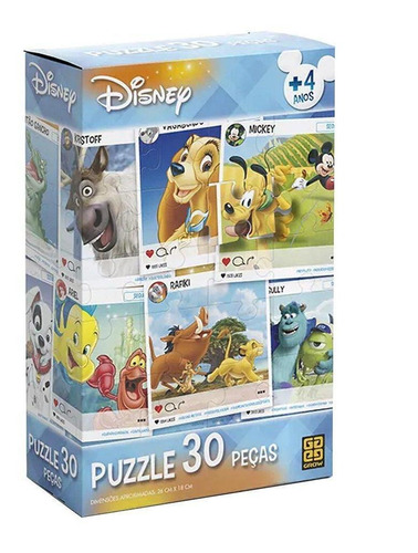 Quebra Cabeça Puzzle 30 Peças Disney - Grow