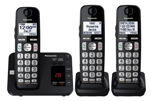 Teléfono Triple Panasonic Sistema Inalámbrico Expandible Color Negro