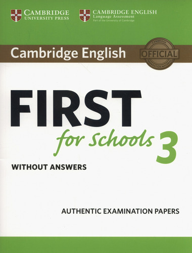 Cambridge English First For Schools 3 Students Book Without 