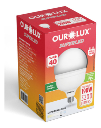 Lâmpada Superled Alta Potência 40w 6500k E27 Ourolux