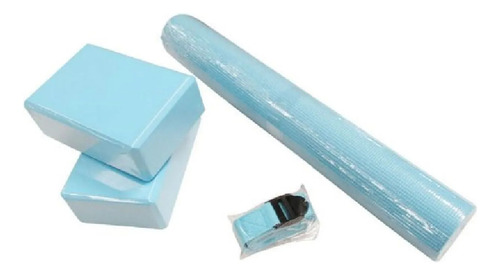Set Yoga Entrnamiento Mat + Correa + Ladrillos Radost Celeste