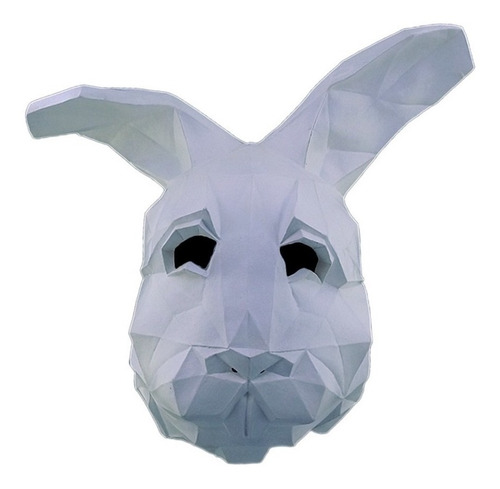 Máscara Conejo Con Polígonos En 3d Disfraz Bunny Divertido