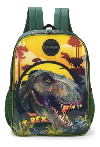 Mochila Escolar Infantil Luxcel Up4you T-rex Verde - Is39341