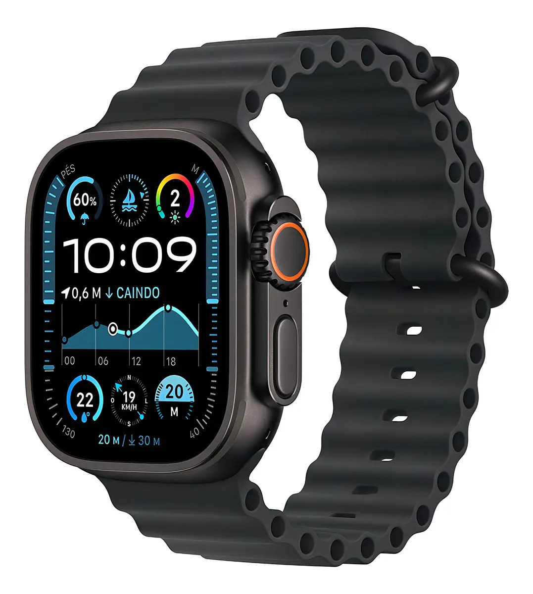 Apple Watch Ultra 2 GPS + Cellular • Caixa preta de titânio de 49 mm • Pulseira Oceano preta