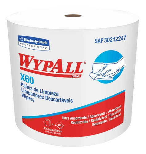 Wypall Paños De Limpieza Desechables X 300 Mts.  Wypall X60